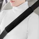 LACDL Extra Long Seatbelt Cover Super Soft Furry for Adults Kids Women & Men, Thick Plush Full Car Seat Belt Strap Cushion, Fluffy Shoulder Pad Protector, Auto Interior Accessories, Black, 10.5in,2pcs