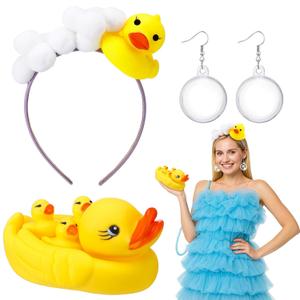 Jenaai 7 Pcs Duck Soap Bubble Costume Including Headband Bubble Earring and Large Rubber Duck Set Cosplay Accessory Shower Loofah Costume Attire for Funny Adult Role Play Carnival