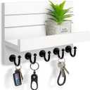 Key Holder for Wall: Easy Installation Mail Organizer Wall Mount Hanging Key Rack for Kitchen and Entryway Decor with 5 Sturdy Key Hooks (White)