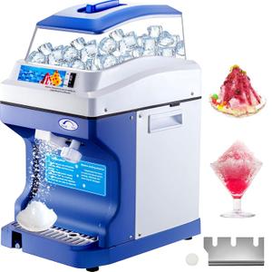 VEVOR 110V Commercial Ice Shaver Crusher 441LBS/H with 11LBS Hopper, 300W Tabletop Electric Snow Cone Maker 320 RPM Rotate Speed Perfect For Parties Events Snack Bar (Silver)