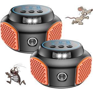 Ultrasonic Rodent Repellent Indoor Electronic Mouse Repellent 3IN1 Rat Deterrent Rodent Fortress Mini Mice Repellent Rat Noise Repeller Indoor for House, Kitchen Garage Attic(2Pack)