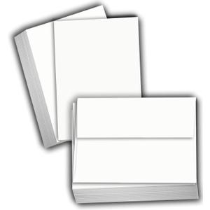 Hamilco White Cardstock Paper, Flat Cards with Envelopes  4" x 6", 80 lb Cover, Blank Postcard, Note & Invitation Cards, 100 Pack