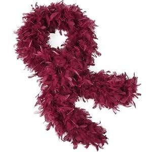 THARAHT Wine Red Chandelle Turkey Feather Boa 2 Yards 100g for DIY Craft Home Dancing Wedding Mardi Gras Party Halloween Costume Decoration Feather Boa