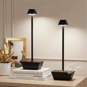 Modern Cordless Table Lamps Set of 2,Rechargeable Battery Operated Lamp for Bedroom,Restaurant,Dining Room,Restaurant,Outdoor,Camping,Coffee Shop,Night Light(Black)