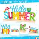 COCHIE Metal Hello Summer Sign, Summer Decorations for Home, Office, Shelf, Mantel, Indoor, Beach Slippers Tabletop Centerpiece Decoration, Watermelon Red Decor (Beach)