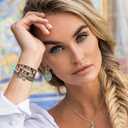 Boho Beaded Handmade Braided Bracelet Band Women 20mm Compatible for Samsung Galaxy Watch 7/6/5/4/Active 2/4 Classic/6 Classic/5 Pro/FE 40mm 42mm 43mm 44mm 45mm 46mm 47mm