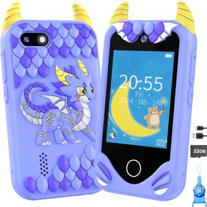 Kids Smart Phone for Boys Gifts - Toddler Christmas Birthday Gift for Age 3 4 5 6 Year Old, Kids Cell Phone Toy with Touchscreen, Dual Cameras, Learning, Music Player, Games with 32 GB Card