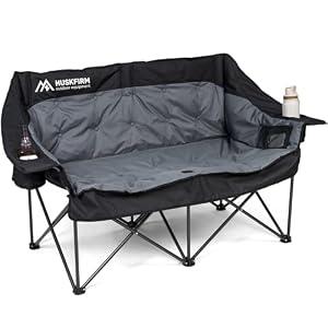 Oversized Double Camping Chair Padded Camping Chairs for Adults, Black