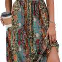WIHOLL Womens Summer Dresses Midi Dresses for Women Boho Vacation Sleeveless Flowy Casual Spring Dress Hawaiian Beach Long Dress Sundresses for Women Teal Boho Floral Print L
