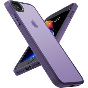 Shockproof for iPhone SE Case 2022 [Military Drop Certified] Semi-Clear Hard Back Protective Slim Case for iPhone SE/8 (4.7") - Purple