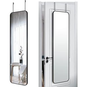 47x14 Mirror Rectangle Full Body Length Door Hanging Wall Mounted Metal Aluminum Alloy Frame Dressing Make-up Mirrors for Entryway Bedroom Bathroom Living Room 47 14 inch Black