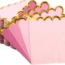 100 Pcs Pink Cocktail Napkins with Gold Foil Scalloped Edges 5 x 5 Inch Party Napkins Disposable Thick Paper for Wedding Dinner Birthday