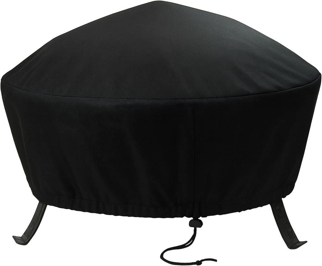 Sunnydaze 40-Inch Fire Pit Cover Round - Outdoor Fire Pit Cover - Weather-Resistant PVC with Drawstring Closure - Durable Protection for All Seasons - Black