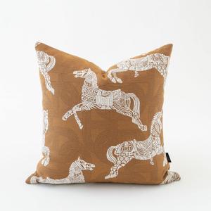 20x20'' Inches Throw Pillow Cushion Cover - Luxury Palace Horse Pattern Chenille Embroidery Luxury Modern Fashion Style Couch Sofa Pillow for Living Room Bedroom