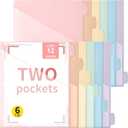 Epakh 12 Pcs Binder Dividers for 3 Rings Binders Index Dividers with Two Clear Pockets Plastics Sheets Protectors with Tab Labels for School Office Organization (Macaron)