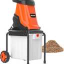 MAXLANDER 15-Amp Electric Wood Chipper, Shredder Mulcher with 50L Collecting Bin, 1.8-Inch Cutting Diameter for Mulching, Composting and Yard Cleanup 15:1 Reduction
