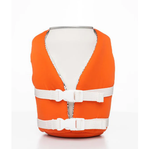 Set of 2 Drinkwear orange Life Vest Jacket Can Koozie cooler