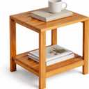 Outdoor Side Tables for Patio, Small End Table Living Room Accent Coffee Table 2-Tier Storage Solid Wood for Porch, Pool, Balcony & Backyard Weather-Resistant Outside Adirondack Table