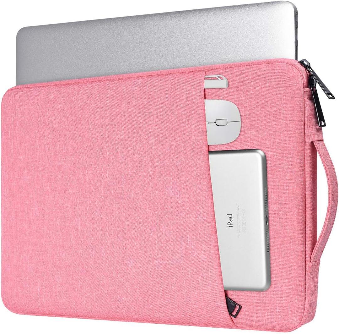 Laptop Case 13.3 inch, 13 inch Laptop Sleeve Compatible with HP Acer ASUS, Dell Latitude, Waterproof Carrying Case with Pockets&Handle, Pink