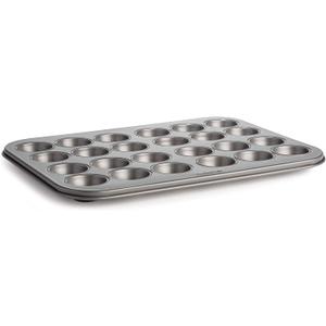 Cooking Light Mini Muffin Pan Carbon Steel Quick Release Coating, Non-Stick Bakeware, Heavy Duty Performance, 24-Cup, Gray
