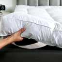 WhatsBedding 4 Inch Duck Feather Bed Mattress Topper Queen, 100% Cotton Extra Thick Mattress Pad, 2500gsm Overfilled Pillow Top, Hotel Collection