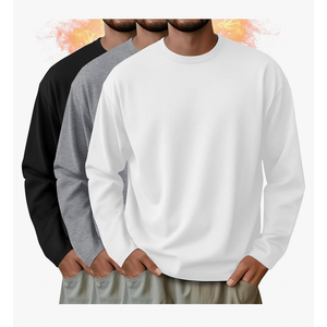 3 Pack Men's Long Sleeve Shirts Crew Neck Thermal T-Shirt Thick Pullover Basic Tops Casual Comfortable Sweatshirt, XL