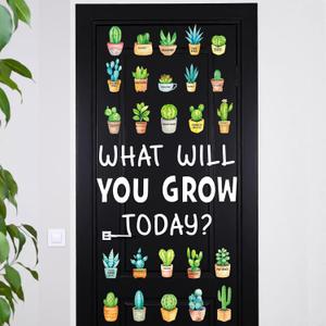 Honoson 50 Pcs Plant Theme Classroom Door Decor Bulletin Board Set What Will You Grow Today Door Decor Boho Back to School Cutout for Educational Activities