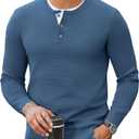  COOFANDY Men's Henley Sweater Long Sleeve Textured Pullover Sweaters Casual Button Crewneck Knit Sweater, 3XL