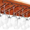 GeLive Set of 4 Cabinet Stemware Rack 10 Inch Under Shelf Wine Glass Holder Storage Hanger Organizer for Kitchen and Bar (Black)