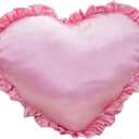 Heart Pillow - Heart Shaped Throw Pillow - 16x16in - Pink - Satin - Plush - Coquette Decor