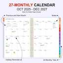 GNL Monthly Planner 2026-2027, 2 Year(27 Months) Calendar Planner, Oct. 2025 - Dec 2027, 7" x 10" Monthly Spreads & Yearly Planner, Perfect for School Office Home Planning, Purple