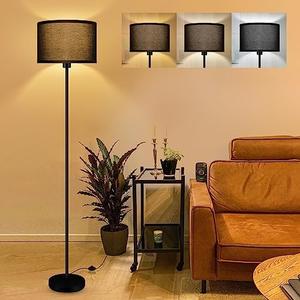Black Floor Lamps for Living Room Bedroom, Bright Modern Standing Lamp, Black Lampshade, 59" Tall, Footswitch, Simple Reading Floor Lamps Corner Light for Office/Den/Kids Room, E26 FLoor Lamp(No Bulb)