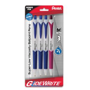 GlideWrite Ballpoint Pen with TechniFlo Ink, (1.0mm) Medium Line, Blue Ink Purpul