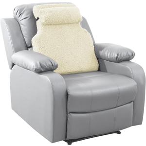 HOMBYS Sherpa Fleece Lumbar Support Pillow with Headrest, Foam Recliner Chair Cushion for Back Pain, Big High Back Support with Chair Headrest for Elderly (Beige)