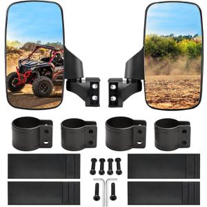 BETOOLL Upgraded Adjustable Pair UTV Side Mirror Set 1.75 or 2inch Roll Bar Cage, Universal UTV Side View Mirrors High Impact(Pack of 2)