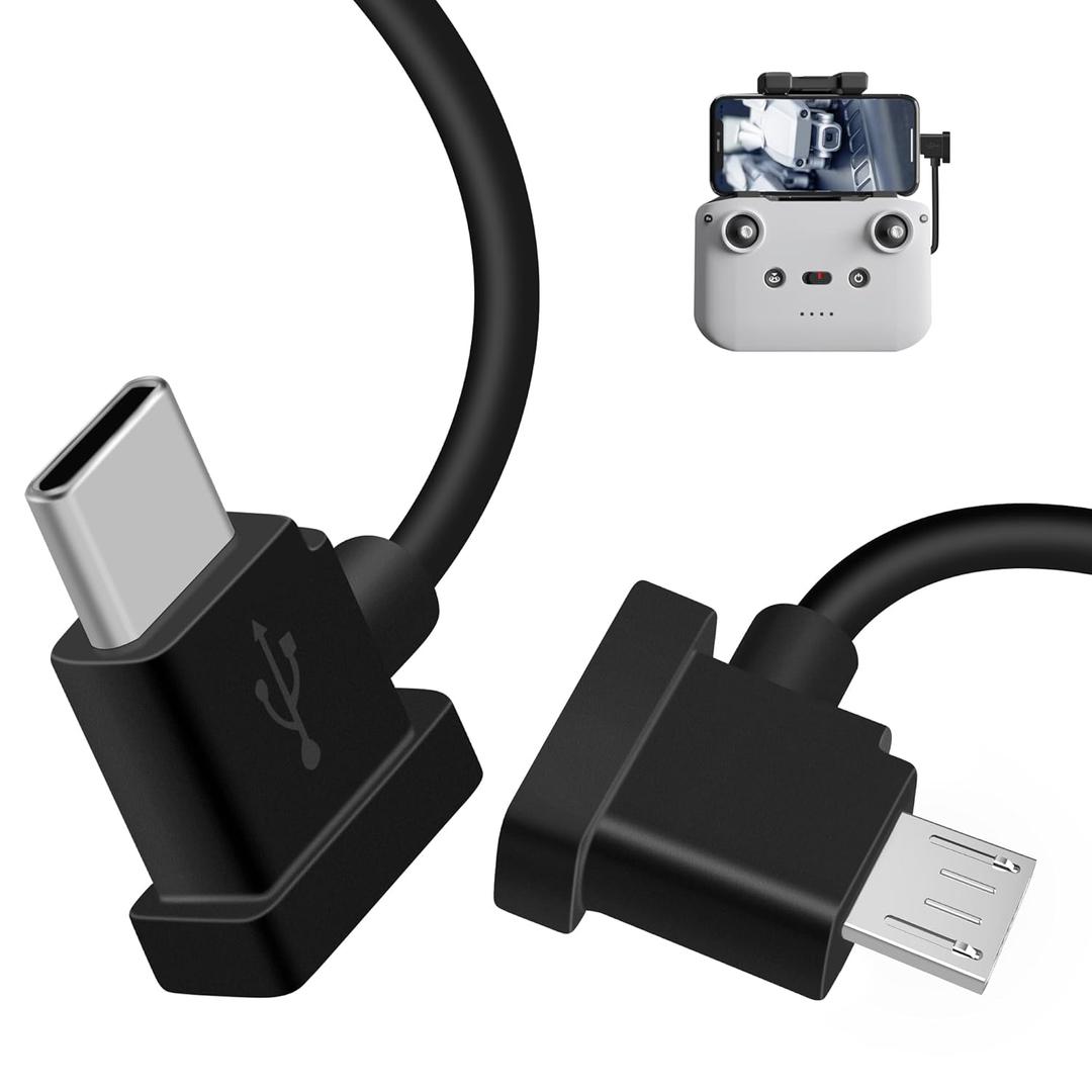 Coolden USB C to Micro USB Remote Controller Cable for Drone DJI Mini 4/3 Pro Mini 2 DJI Mavic 3/Air 2 DJI RC-N1/RC 2/Pro to Phone Micro USB Cable 90 Degree OTG Data Cord Accessories 1FT