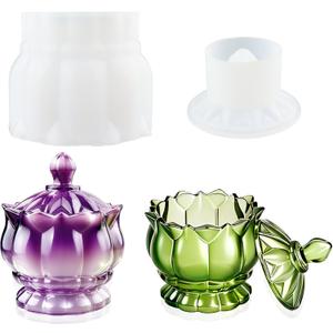 Resin Jar Mold with Lid, Silicone Jar Mold 3D Storage Jewelry Candle Holder Container Mould for Resin Casting, Concrete Craft Decor