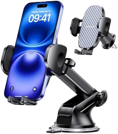 Miracase Phone Holders for Your Car, [Thick Case & Heavy Phone Friendly] Universal Cell Phone Car Mount, 3-in-1 Phone Mount for Car Dashboard Windshield Air Vent Fit for All Smartphones, Dark Black