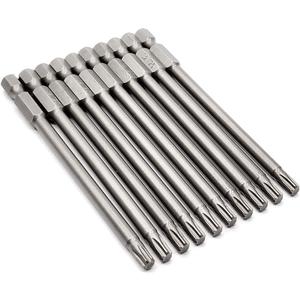 10PCS 4"/100mm T25 Torx Head Screwdriver Bit Set, 1/4 Inch Hex Shank with Quick Release Slot,S2 Steel Magnetic Security Tamper Proof Star 6 Point Screw Driver Kit Tools