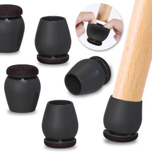 Ezprotekt 24 Pcs Black Chair Leg Floor Protectors for Hardwood Floors, Felt Furniture Pads Caps Covers, Bar Stool Floor Protectors Cups for Dining Table Desk Chair (Fit 0.83 "- 1.02", 21-26mm)
