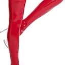 IDOPIP Women Shiny Metallic Long Gloves and PVC Wet Look Thigh High Stockings for Night Club Dance Dress up Halloween Costume (Large)