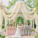 4 Panels Ivory Sheer Fabric for Draping, 30"x19FT Wedding Arch Drapes Tulle Curtains Backdrop, Ivory Chiffon Draping Panels for Wedding Ceremony Party Baby Shower Decorations, Photoshoot & Home Wall