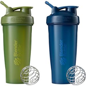 BlenderBottle Classic Shaker Bottle Perfect for Protein Shakes and Pre Workout, 28-Ounce (2 Pack), Moss and Navy