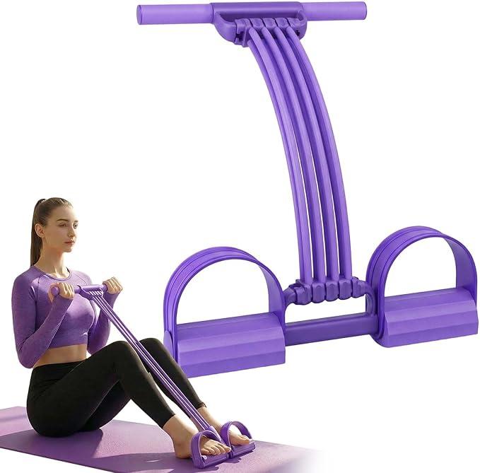 Pedal Resistance Band with Handle, Adjustable 8-Tube Elastic Pull Rope, Assistant Exerciser for Home, Yoga & Slimming, Portable Pedal Puller for Arm, Waist & Leg