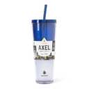Manna™ Axel™ Plastic Tumbler & Straw Set - Blue, 24 Oz.