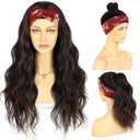 SAPPHIREWIGS Headband Wigs Synthetic Glueless Headband Wig Loose Body Wave Black Mix Red Highlight Color 150% Density Heat Friendly Headband Wigs for Black Women 26inch