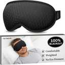 100% Blackout Eye Masks for Sleep: Comfortable Weighted Sleep mask for deep Sleep - 3D Contoured - Zero Eye Pressure and Eyelash Free - Airplane Travel Nap Essentials - Memory Foam, Black