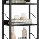 Hosfais 5 Tier Tall Bookshelf: Industrial Wood Book Shelf with Edge Protection Metal Narrow Bookshelf Bookcase Storage Organizer Display Rack for Living Room Home Office (Black)