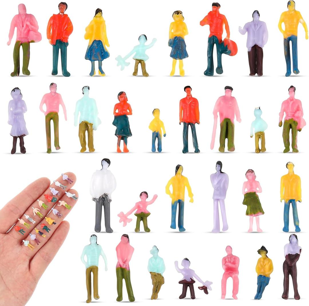 Namalu 30 Pcs Mini People Figurines 1: 150 Scale Museum Architectural Painted Tiny Model Sitting and Standing Plastic People Assorted Poses Model Trains for Miniature Scenes