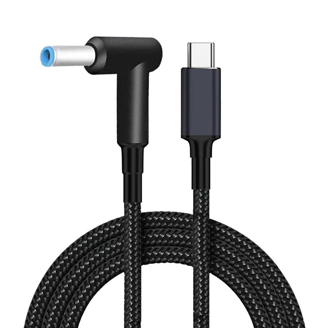 USB C to DC4.5mm Laptop Charging Cable, USB Type C to Right Angle DC 4.5 x 3.0mm Converter Cable 6.5ft 100W PD Power Charger Supply Extension Cord for HP Stream 11 13 14 15 Pavilion Spectre Chromebook